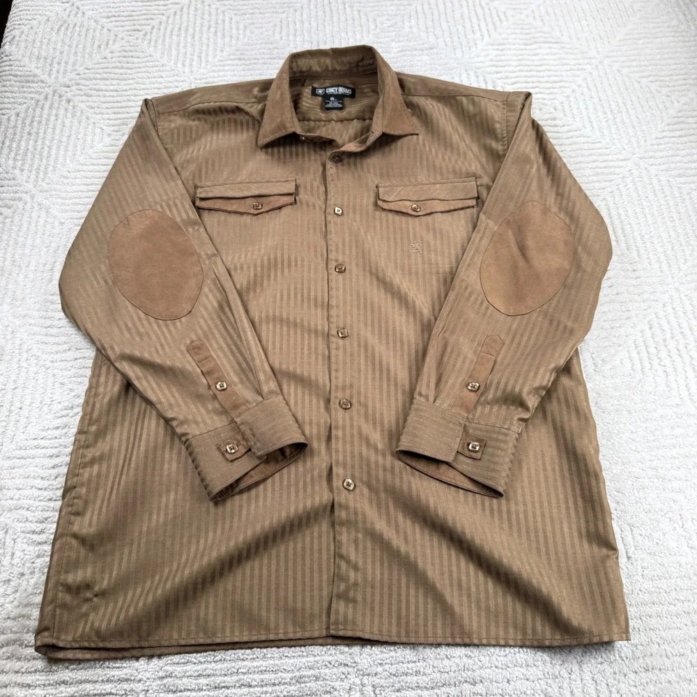 Stacy Adams Walking Suit Mens XL 40 Tan Herringbone Suede Elbow Patch 2pc Set